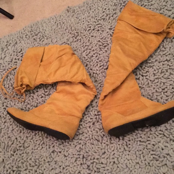 mustard flat boots